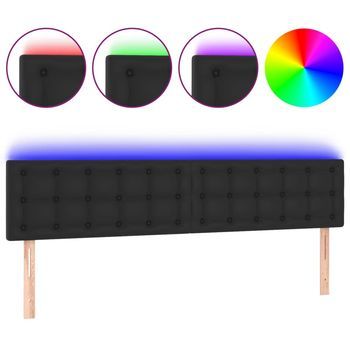 Cabecero Con Led Cuero Sintético Negro 160x5x78/88 Cm Vidaxl