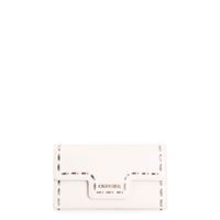 cartera con solapa saffiano con hilos metalicos y logo de metal cream taglia unica