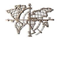 decoracion pared de metal mapamundi compass led oro 65x95 cm
