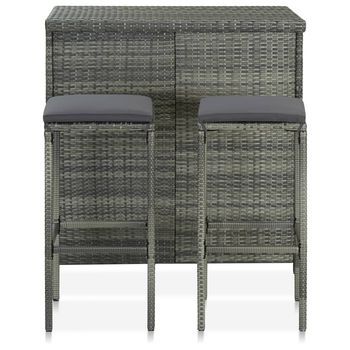 Conjunto Conjunto Mesa Y Sillas Jardin De Bar Jardín 3 Uds | Mueble Jardin Mesa Y Sillas Ratán Sintético Gris