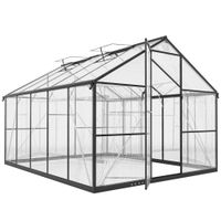 outsunny invernadero para huerto en pc y aluminio con puerta abatible y 2 ventanas regulables 304x247x205 cm negro   aosom espana