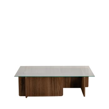 Mesa de centro de cristal templado y madera - madera oscura