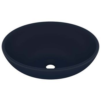 Lavabo De Lujo Ovalado Cerámica Azul Oscuro Mate 40x33 Cm Vidaxl
