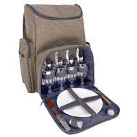 mochila de picnic escapade marron para 4 personas