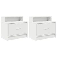 pack 2 uds mesitas de noche  mesilla de noche con cajon blanco 51x31x47 cm