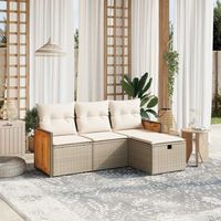 conjunto de sofas jardin con cojines 4 uds  mueble jardin mesa y sillas ratan sintetico beige cfw307708