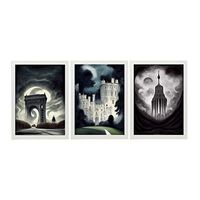 burton style illustrations of monuments and cities inspired by burtons dark and goth art interior design and decoration set collection 2 nacnic