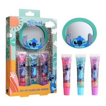 Stitch Set Con 3 Brillos Labiales 7,5 Ml Y Espejo