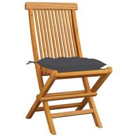 pack 4 uds sillas de jardin  silla de exterior  sillon madera de teca y cojines gris antracita