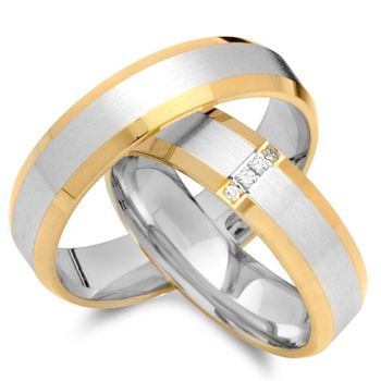 Alianzas 18 quilates oro amarillo-blanco 4 diamantes