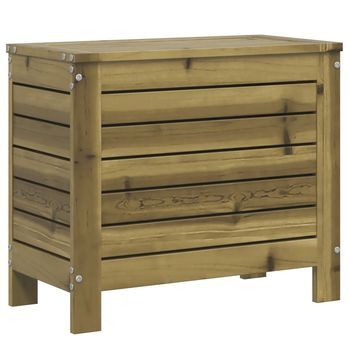 Taburete De Jardín | Otomana De Jardín | Reposapiés De Jardín Madera De Pino Impregnada 62x31,5x52 Cm