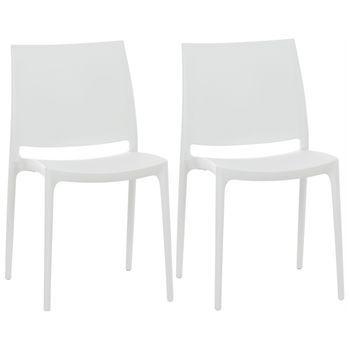 Set De 2 Sillas Apilables Maya Plástico Blanco 50x44x81 Cm Clp