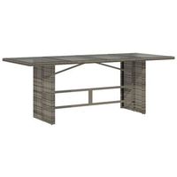 mesa de jardin  mesa de exterior superficie de vidrio ratan pe gris 190x80x74 cm