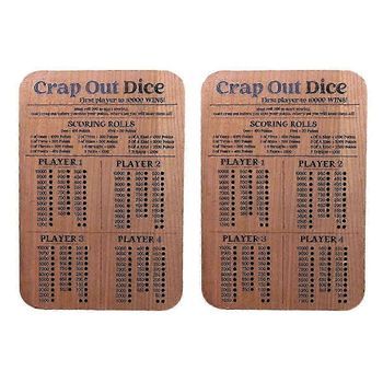 2pcs Dice Score Board Wood Dice Score Pad Classic Dice Game Wooden Dice Tray For Familyparty Travel