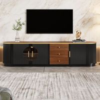 mueble tv - mueble para salon - mdf y vidrio - negro 180x40x46cm