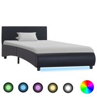 estructura cama led sin colchon cuero sintetico negro 90x200 cm vidaxl