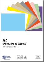 distrimar dcts03 - paquete de 100 cartulinas a4 180 grm2 4 colores surtidos