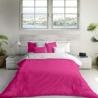 funda nordica bicolor reversible fucsia 43  blanco 100 algodon cama 200