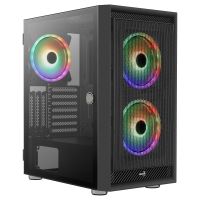 aerocool graphite argb cristal templado usb 30 negro
