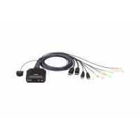 interruptor kvm aten cs22dp 2 puertos displayport usb con cable