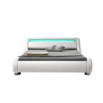 Cama De Polipiel Blanca Con Led Integrado 160 X 200 cm Seattle