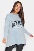 yours sudadera azul claro algodon con capucha new york mujer curvy y tallas grandes yours