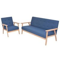 juego de sofas de tela de 2 piezas color azul vidaxl