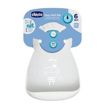 Chicco Easy Roll Bib silicona 6m+ GRIS