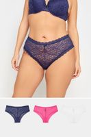 yours juego 3 bragas brasilenas azul rosa y blanca
