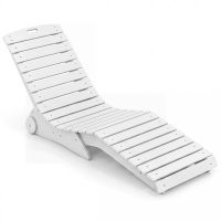 costway tumbona ergonomica en forma de s para piscina con ruedas integradas y asa hdpe pesada para patio jardin terraza carga 205kg blanco