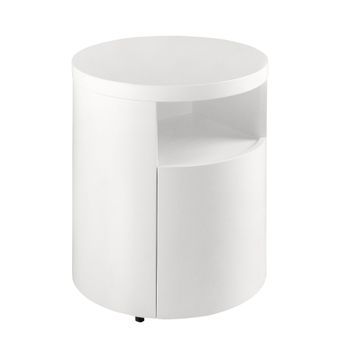Mesita De Noche Madera Blanca Angel Cerdá 7006 Ø48x55
