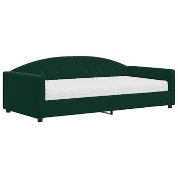 Cama Individual | Sofá Cama Con Colchón Terciopelo Verde Oscuro 100x200 Cm Cfw97253