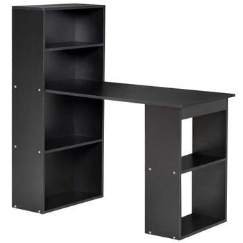 HOMCOM Escritorio de Computadora con estante de almacenamiento Escritorio de esquina 120x55x120 cm biblioteca adyacente   Aosom España