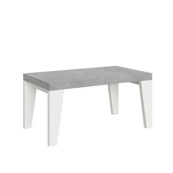 Mesa Extensible 90x160/264 Cm Naxy Mix Tapa Cemento Patas Fresno Blanco