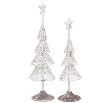 Set 2 Arboles De Metal Blancos 15x15x53, 13x13x45h Cm
