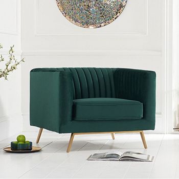 Danube Green Velvet Armchair