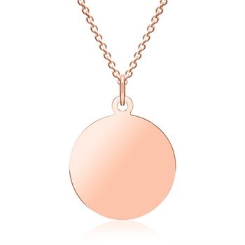 Cadena de plata 925 chapada en oro rosa y colgante grabado