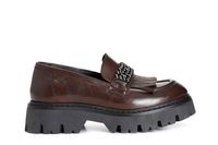 mocasin de mujer con flecos de piel dark brown 35