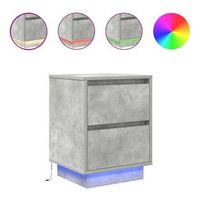 mesitas de noche con luces led 2 uds  mesilla de noche gris hormigon 38x34x50 cm