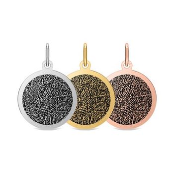 Colgante grabado «huella dactilar» de plata 925, redondo