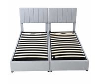 cama canape tapizada en tejido de lino - 180x200cm - convertible en 2 camas individuales - gris