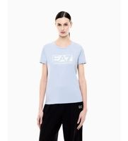 ea7 para mujer 7w001093af10373 camiseta de punto de algodon con logotipo azul xs casual manga corta
