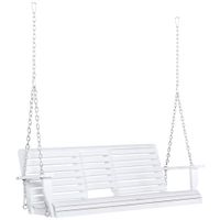 outsunny balancin colgante para exterior en madera de abeto con mesita plegable y porta vasos columpio de jardin para 2-3 plazas balancin para jardin o terraza blanco   aosom espana