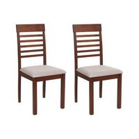 conjunto de 2 sillas de comedor tapizadas madera oscura gris pardo ortley