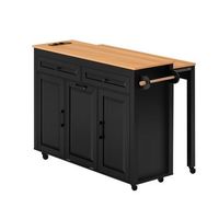 isla de cocina - mesa extensible con encimera - ideal para el comedor - negro