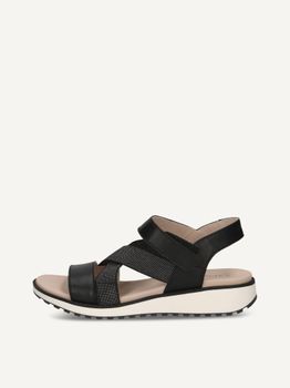 CAPRICE Sandal, black, made of Leather and synthetic without heel, Size 42