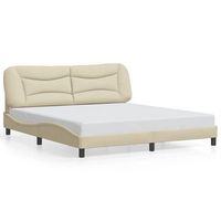 estructura de cama sin colchon hvar tela color crema 180x200 cm vidaxl