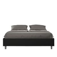 cama con almacenaje acolchada sin cabecero 160x200 cuero sintetico negro azelia