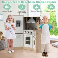 cocina de esquina cocina de juego de esquina con sonido y luz cocina infantil de madera con accesorios de juego blanco  natural