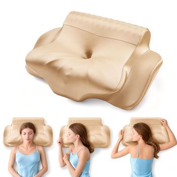Niceluck Almohada Cervical Almohada Mariposa Espuma Viscoelástica 62x35cm, Oro